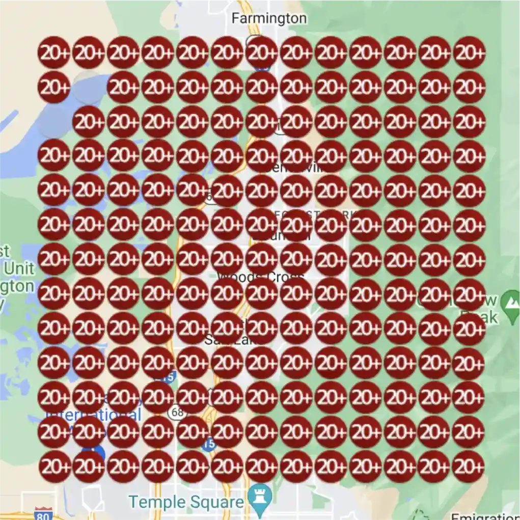 Ranking heatmap for Golf Simulator targeting golf simulator: low positions before, top positions after
