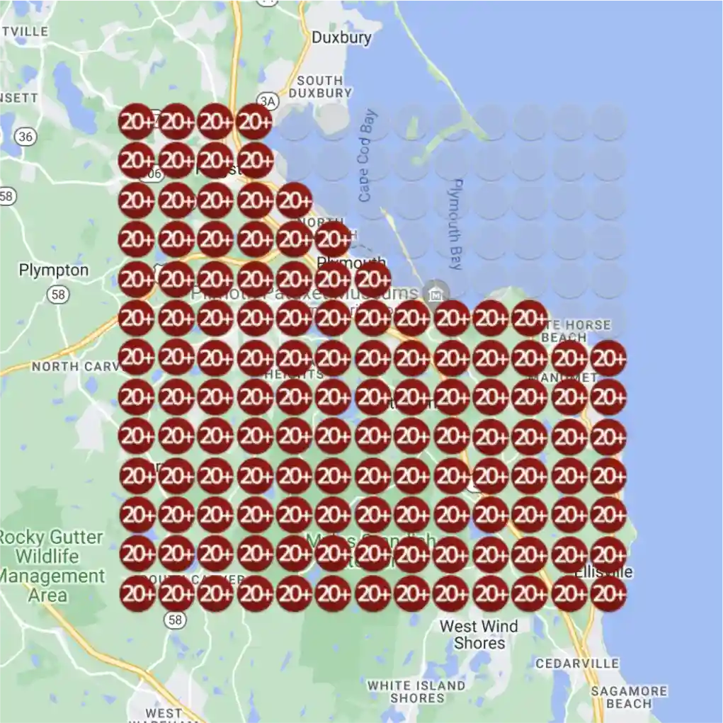 Ranking heatmap for Solar Installation targeting solar panel sales: low positions before, top positions after