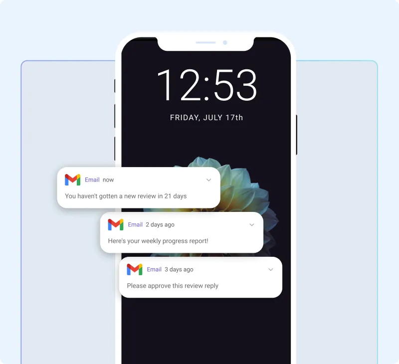 Simple email updates with weekly progress reports — no dashboard to log into