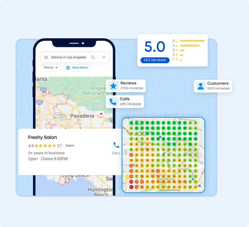 Local business ranking higher on Google Maps with more calls and more customers